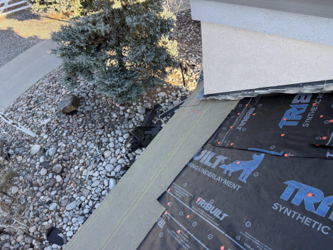 Ice and water shield and synthetic underlayment installed on a residential roof to improve moisture protection and durability 